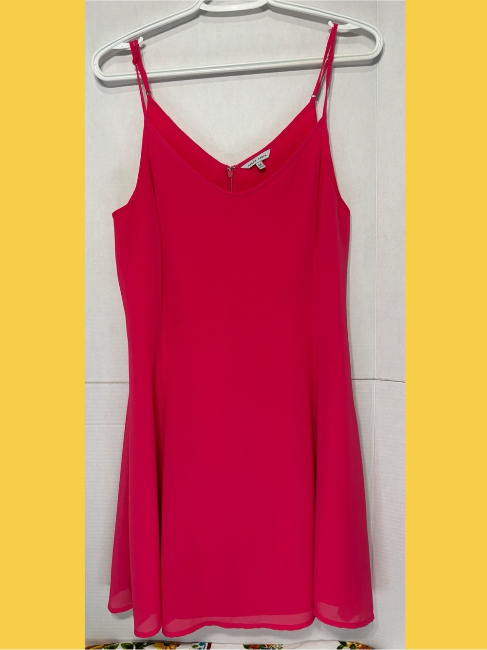 Naked Zebra Hot Pink Mini Slip Dress Adjustable Spaghetti Straps Bright Summer